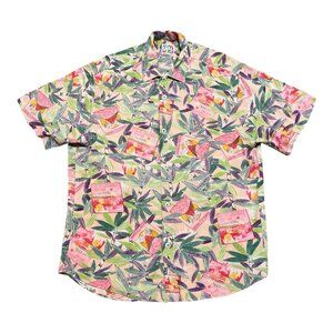 Vintage Jams World Top Shirt  Medium Hawaiian Moon Tropical Vacation Colorful